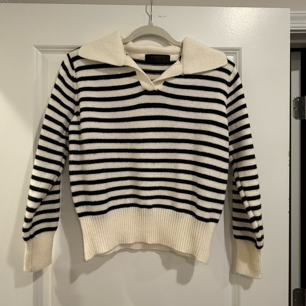 Storets Black and Cream Striped Sweater